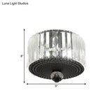Modern Black Flush Mount Ceiling Light With Dual Heads Clear Crystal Shades For Corridors