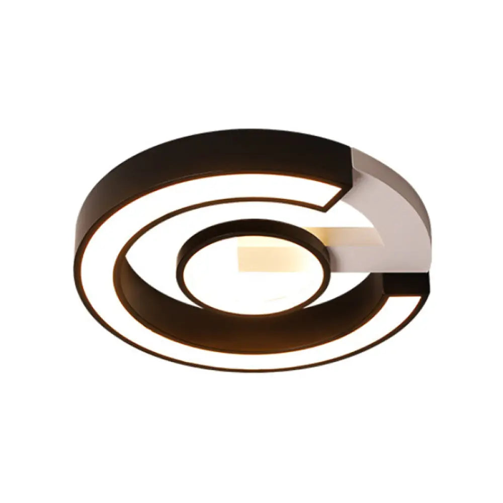 Modern Black Flush Mount Led Ceiling Light Curved Acrylic Fixture In Warm/White 18/21.5 Width