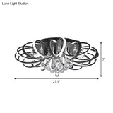 Modern Black Flush Mount Led Ceiling Light With Crystal Accent For Living Room