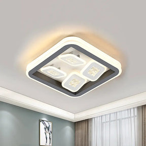 Modern Black Flush Mount Led Light Fixture With Acrylic Square Design