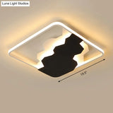 Modern Black Geometric Flush Mount Lamp With Acrylic Led Ceiling Lighting - Warm/White Light Third
