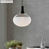 Modern Black Glass Elliptical Suspended Lighting Fixture For Restaurants