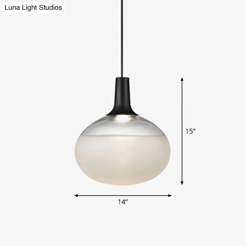 Modern Black Glass Elliptical Suspended Lighting Fixture For Restaurants