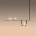 Modern Black Glass Sphere Island Chandelier Light Fixture With Cream Accents - Ceiling Mounted