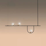 Modern Black Glass Sphere Island Chandelier Light Fixture With Cream Accents - Ceiling Mounted