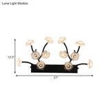 Modern Black Glass Wall Sconce - Blossom 12-Light Clear Lighting For Bedroom