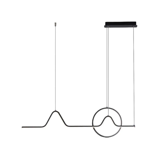 Modern Black/Gold Aluminum Linear Led Island Lighting With Sun And Mountain Design - Warm/White