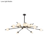 Modern Black & Gold Branch Chandelier - Bubble Shade 18 Lights Frosted Glass