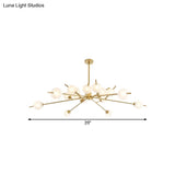 Modern Black & Gold Branch Chandelier - Bubble Shade 18 Lights Frosted Glass