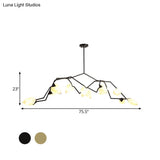 Modern Black/Gold Chandelier With Branching Design Shades - Elegant 5/8 Lights Dining Room Ceiling