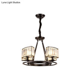 Modern Black/Gold Circle Crystal Chandelier With 4/6 Lights - Bedroom Hanging Light Fixture