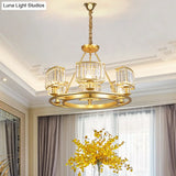 Modern Black/Gold Circle Crystal Chandelier With 4/6 Lights - Bedroom Hanging Light Fixture