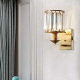 Modern Black/Gold Cylinder Sconce Light Fixture With Crystal Wall Mounted Lighting Gold