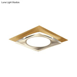 Modern Black/Gold Led Ceiling Light For Hallway - Metallic Geometric Flush Mount With Warm/White