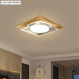 Modern Black/Gold Led Ceiling Light For Hallway - Metallic Geometric Flush Mount With Warm/White