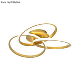 Modern Black/Gold Led Flush Ceiling Light With Metallic Interlocking Rings In Warm/White