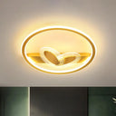 Modern Black/Gold Led Flush Mount Light With Acrylic Oval And Circle Design Gold