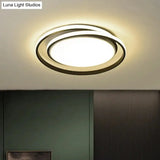Modern Black/Gold Led Flushmount Ceiling Light In Warm/White 18’/21.5’ Width