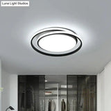 Modern Black/Gold Led Flushmount Ceiling Light In Warm/White 18’/21.5’ Width
