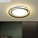 Modern Black/Gold Led Flushmount Ceiling Light In Warm/White 18’/21.5’ Width