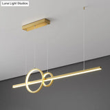 Modern Black/Gold Ring And Bar Metallic Led Island Pendant Lamp For Minimalist Kitchen Lighting