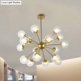 Modern Black/Gold Sputnik Hanging Light Fixture With Glass Shades - 12/18 Heads Ceiling Lamp