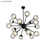 Modern Black/Gold Sputnik Hanging Light Fixture With Glass Shades - 12/18 Heads Ceiling Lamp