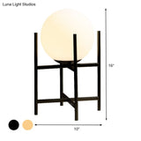Modern Black/Gold Study Desk Lamp With Opal Glass Shade - Perfect For Reading