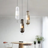 Modern Black Hanging Pendant With Clear/Smoke/Amber Glass Shade - Bedroom Down Lighting Amber