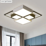 Modern Black Integrated Led Ceiling Lamp - 18’/23.5’ Wide Square Flush Mount Fixture In
