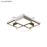 Modern Black Integrated Led Ceiling Lamp - 18’/23.5’ Wide Square Flush Mount Fixture In
