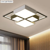 Modern Black Integrated Led Ceiling Lamp - 18’/23.5’ Wide Square Flush Mount Fixture In