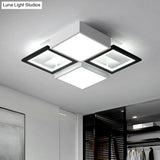 Modern Black Integrated Led Ceiling Lamp - 18’/23.5’ Wide Square Flush Mount Fixture In