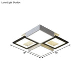 Modern Black Integrated Led Ceiling Lamp - 18’/23.5’ Wide Square Flush Mount Fixture In