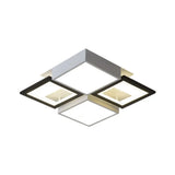Modern Black Integrated Led Ceiling Lamp - 18/23.5 Wide Square Flush Mount Fixture In Warm/White