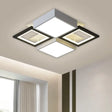 Modern Black Integrated Led Ceiling Lamp - 18’/23.5’ Wide Square Flush Mount Fixture In