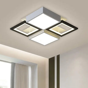 Modern Black Integrated Led Ceiling Lamp - 18’/23.5’ Wide Square Flush Mount Fixture In