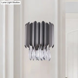 Modern Black K9 Crystal Teardrop Wall Lighting Fixture - 2 Lights Bedroom Mount