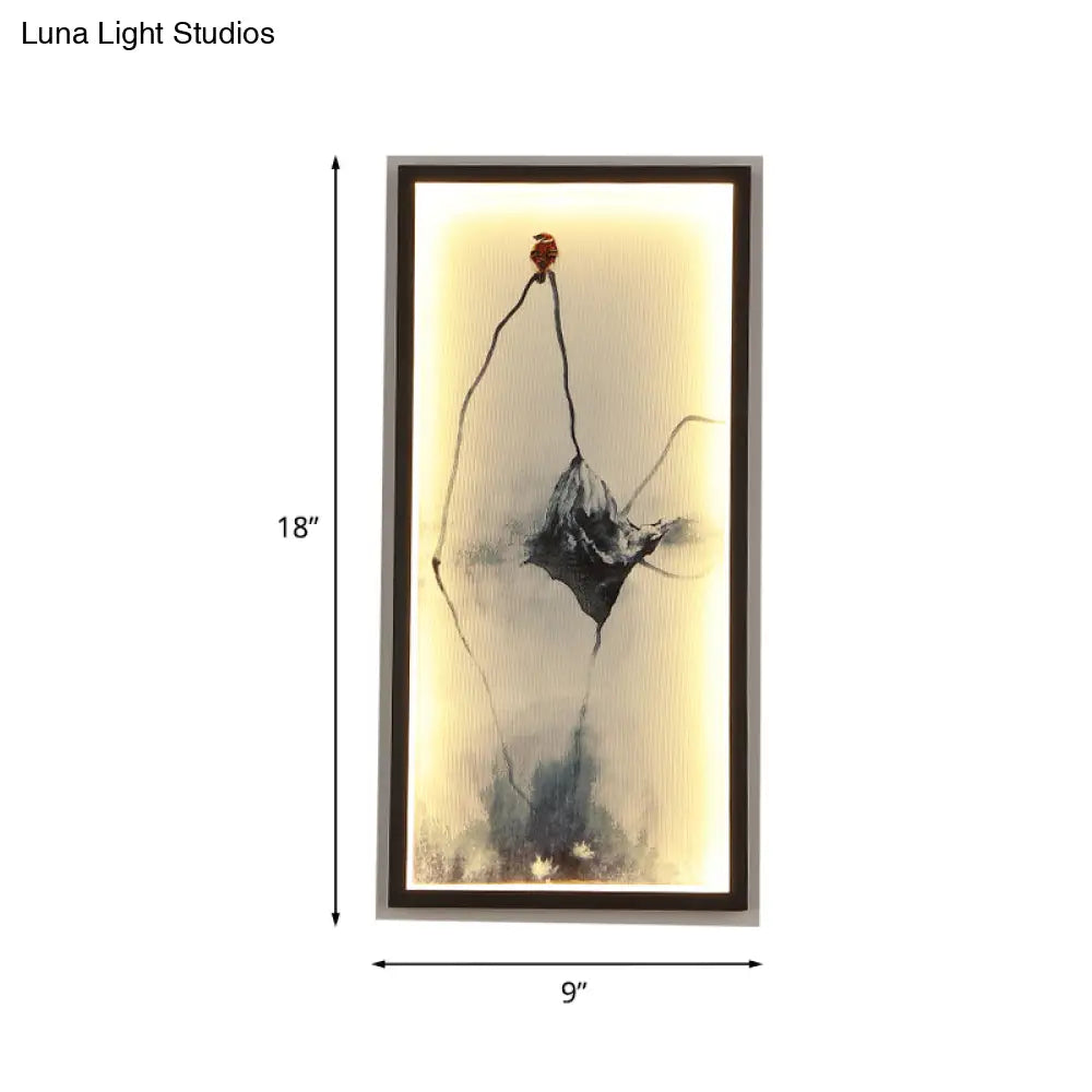 Modern Black Leaf Mural Led Wall Mounted Light For Asian-Inspired Decoration