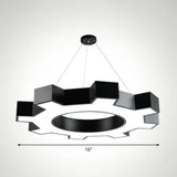 Modern Black Led Ceiling Chandelier For Gear Conference Rooms / 16 White