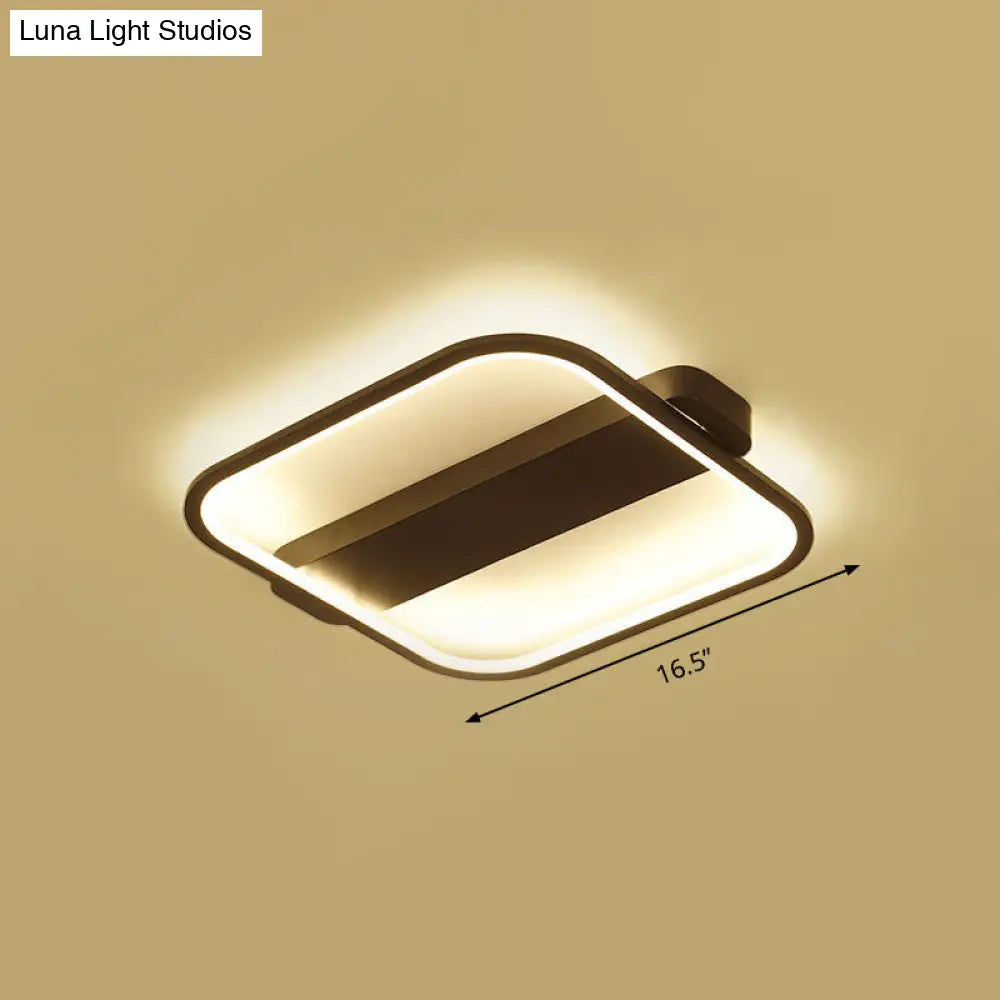 Modern Black Led Ceiling Fixture - 16.5’/20.5’ Minimalist Square Style Acrylic Flush Mount Lamp