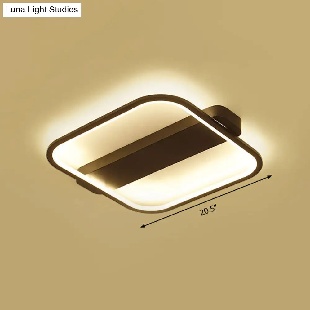 Modern Black Led Ceiling Fixture - 16.5’/20.5’ Minimalist Square Style Acrylic Flush Mount Lamp