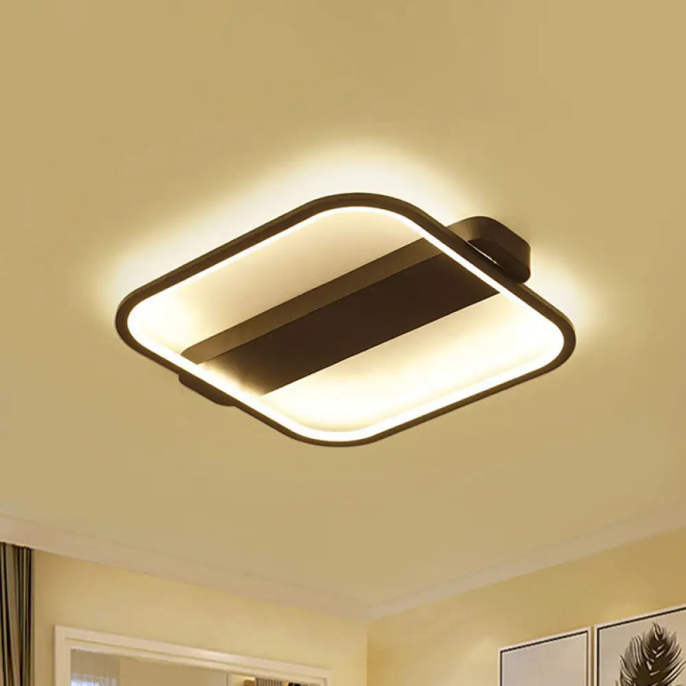 Modern Black Led Ceiling Fixture - 16.5’/20.5’ Minimalist Square Style Acrylic Flush Mount Lamp