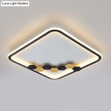 Modern Black Led Ceiling Flush Mount With Leaf/Geometric Design
