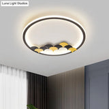Modern Black Led Ceiling Flush Mount With Leaf/Geometric Design