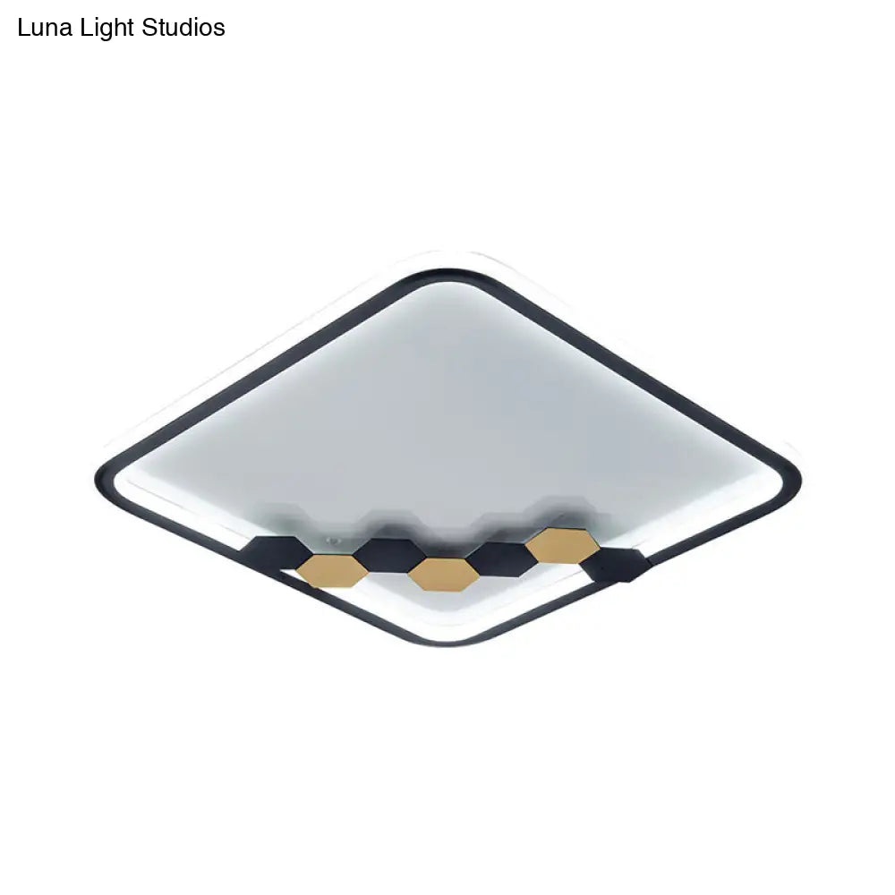 Modern Black Led Ceiling Flush Mount With Leaf/Geometric Design