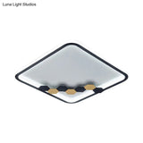 Modern Black Led Ceiling Flush Mount With Leaf/Geometric Design