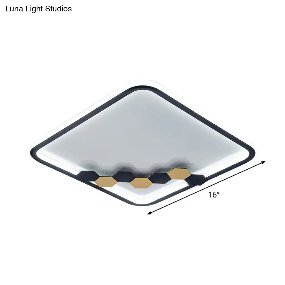 Modern Black Led Ceiling Flush Mount With Leaf/Geometric Design