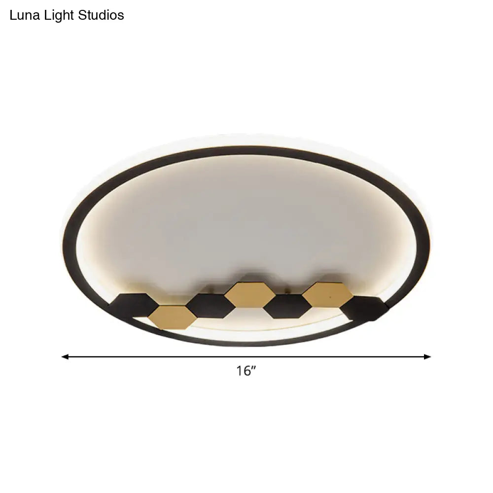 Modern Black Led Ceiling Flush Mount With Leaf/Geometric Design