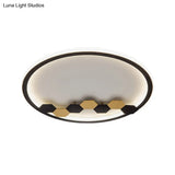 Modern Black Led Ceiling Flush Mount With Leaf/Geometric Design